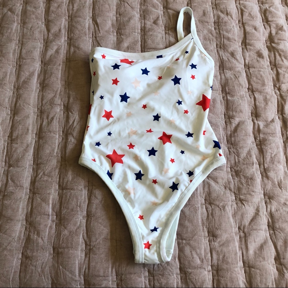 Aerie star print one shoulder one piece swimsuit L